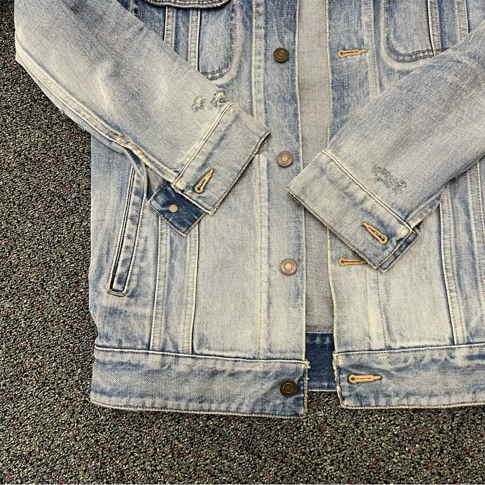 SAINT LAURENT Boyfriend Denim Blue Jean Jacket OversizenDistressed Light Wash XS - Picture 5 of 16